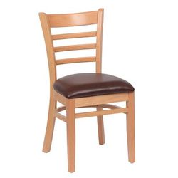 Royal Industries ROY 8001 N BRN Side Chair w/ Ladder Back & Brown Vinyl Seat - Beechwood Frame, Natural Finish, Pack of 2