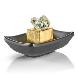 Rosseto MEL005 2 oz Rectangular Melamine Bowl, Rustic Black, Set of 24