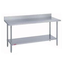 Duke 314-30132-5R 132" 14 ga Work Table w/ Undershelf & 300 Series Stainless Steel Top, 4 3/5" Backsplash