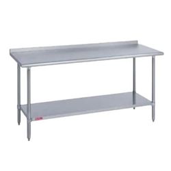 Duke 314-3696-2R 96" 14 ga Work Table w/ Undershelf & 300 Series Stainless Steel Top, 1 1/8" Backsplash