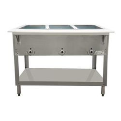 Duke E303 208/1 44 3/8" Hot Food Table w/ 3 Wells & Cutting Board, 208v/1ph, Silver