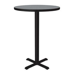 Correll BXB30R-15-09-09 30" Round Bar Height Table - Gray Granite Laminate Top, Cast Iron Base