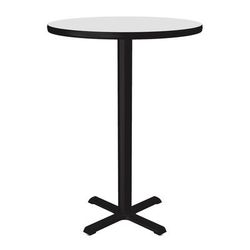 Correll BXB30R-36-09-09 30" Round Bar Height Table - White Laminate Top, Cast Iron Base