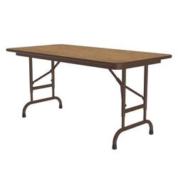 Correll CFA2448M-06 48" Rectangular Folding Table w/ Medium Oak Melamine Top, 32"H, Brown