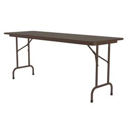 Correll PC2496P-01 96" Rectangular Folding Table w/ Walnut Plywood Top, 29"H, Black