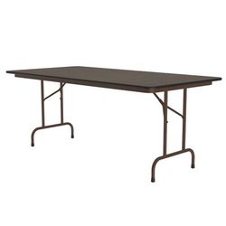 Correll PC3696P-01 96" Rectangular Folding Table w/ Walnut Plywood Top, 29"H, Black