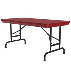 Correll RA2448-25 48" R-Series Rectangular Folding Table w/ Red Plastic Top, 32"H