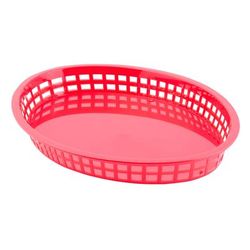 Tablecraft 1086R Texas Platter Basket - 12 3/4 x 9 1/2 x 1 1/2", Polypropylene, Oval, Red