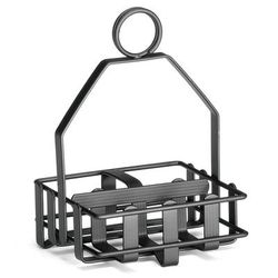 Tablecraft 606RBK 2 Compartment Rectangular Condiment Caddy - Metal , Black