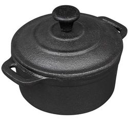 Tablecraft CW30110 8 oz Round Casserole Dish - Cast Iron, Black