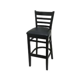 Oak Street WB101BLK BLK Commercial Bar Stool w/ Ladder Back & Black Vinyl Seat, Wood Frame, Black