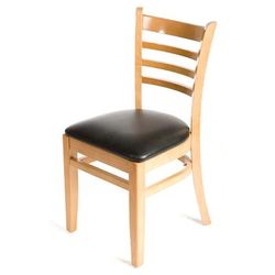 Oak Street WC101NT BLK Dining Chair w/ Ladder Back & Black Vinyl Seat - Beechwood Frame, Natural Finish