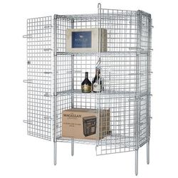 Focus FSEC246063 60" Stationary Security Cage, 24"D, Chromate Finish, 60" x 24" x 63", Silver