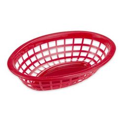 GET OB-734-R Oval Bread & Bun Basket, 8" x 5 1/2", Polypropylene, Red