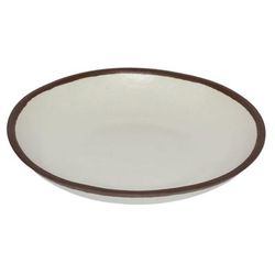 GET P-83-CRM 8 3/10" Round Melamine Plate, Cream w/ Brown Trim, White