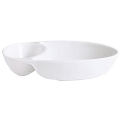 GET PA1101439712 16.9 oz Oval Chip & Dip Dish w/ 2 Compartments - Porcelain, Bright White
