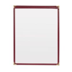 Risch TES8.5X11 DS 08 Single Pocket Vinyl Menu Cover, 8 1/2"W x 11"H, Maroon Leatherette, Red