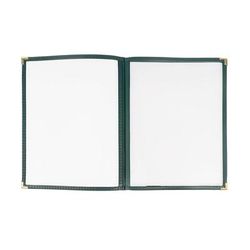 Risch TETB8.5X11 DS 06 Triple Pocket Vinyl Menu Cover, 8 1/2"W x 11"H, Green Leatherette