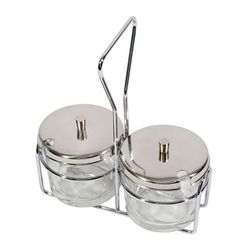 Town 19826 Rectangular 2 Compartment Condiment Server - Clear/Silver