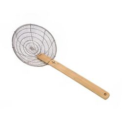Town 42510 10" Diameter Fine Mesh Skimmer, Bamboo Handle, Round, Stainless, Silver