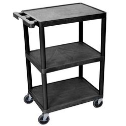 Luxor HE34-B 3 Level Polymer Utility Cart w/ 400 lb Capacity, Raised Ledges, Black