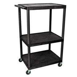 Luxor LE54-B 54" 3 Level A/V Utility Cart w/ 400 lb Capacity - Plastic, Black