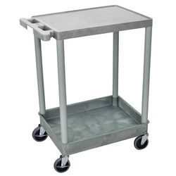 Luxor STC21-G 2-Level Polymer Utility Cart w/ 300-lb Capacity, Raised Ledges