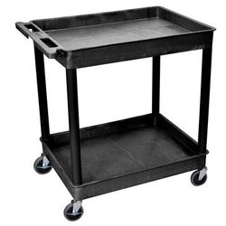 Luxor TC11-B 2 Level Polymer Utility Cart w/ 400 lb Capacity, Raised Ledges, Black
