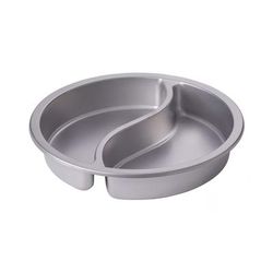 Spring USA 572-66/12 6 qt Half Size Round Chafer Induction Food Pan, Stainless Steel, Divided Yin & Yang Design