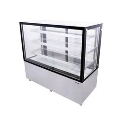 Omcan 44384 60" Full Service Bakery Display Case w/ Straight Glass - 4 Levels, 110v, 3 Shelves, Silver