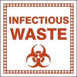 Accuform Signs MHZW503EVC "INFECTIOUS WASTE" Drum & Container Label - 6" x 6", Adhesive Poly Sheet, Acrylic Adhesive, White, Pack of 100