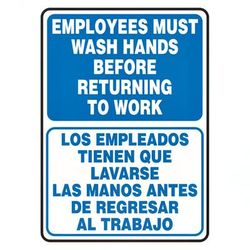 Accuform Signs SBMRST579VA Bilingual Hand Washing Sign - 14" X 10", Aluminum, Blue/White