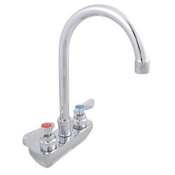 John Boos PBF-4SM-5GLF Splash Mount Faucet - 6" Gooseneck Spout, 4" Centers, Chrome