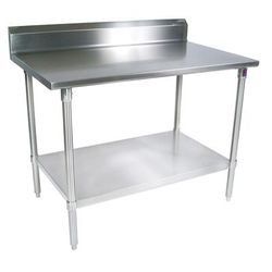 John Boos ST4R5-3096GSK 96" 14 ga Work Table w/ Undershelf & 300 Series Stainless Steel Top, 5" Backsplash