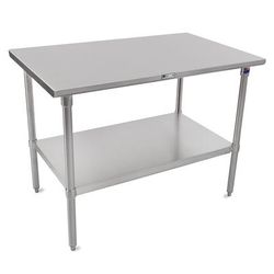 John Boos ST6-24120SSK-X 120" 16 ga Work Table w/ Undershelf & 300 Series Stainless Steel Flat Top, 16-ga. Stainless Steel Top, Stainless Steel Undershelf