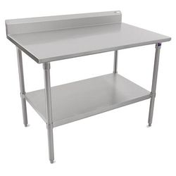 John Boos ST6R5-24120SSK-X 120" 16 ga Work Table w/ Undershelf & 300 Series Stainless Steel Top, 5" Backsplash, Stainless Steel Undershelf