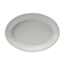 Tuxton CWH-1352 13 1/2" x 9 3/4" Oval ConcentrixÂ© Platter - Ceramic, White