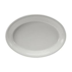 Tuxton CWH-1352 13 1/2" x 9 3/4" Oval ConcentrixÂ© Platter - Ceramic, White, Case of 6