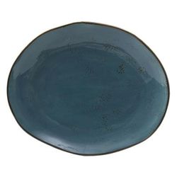Tuxton GGE-023 13 1/4" x 11" Free Form Artisan Geode Platter - Porcelain, Azure, Blue
