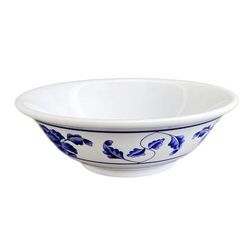 Thunder Group 5060TB 22 oz Round Lotus Bowl - Melamine, White/Blue, 1 Dozen