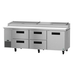 Hoshizaki PR93A-D4 93" Steelheart Pizza Prep Table w/ Refrigerated Base, 115v, (12) 1/3 Size Pan Capacity, 4 Drawers/1 Door, Stainless Steel