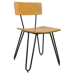 H&D Commercial Seating 6273 Dining Chair w/ Solid Back & Natural Wood Veneer Seat - Black Metal Frame