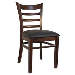 H&D Commercial Seating 8641 DW/BKV Dining Chair w/ Ladder Back & Black Vinyl Seat - Dark Walnut Frame