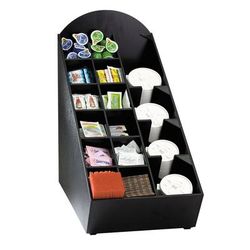 Dispense-Rite NLO-WVL Lid, Straw & Condiment Organizer, 20 1/2"H x 11 1/2"W x 21 3/4"D, Black