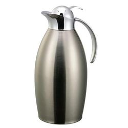 Service Ideas NIC15BSPB 1 1/2 liter Carafe w/ Push Button Lid - Stainless Liner, Brushed Stainless, Silver