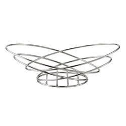 Service Ideas BKWI Wide Bread Basket w/ Chromed Metal Wire, 13 x 7 1/2" x 4", Silver