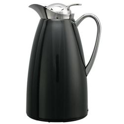 Service Ideas CJZS1BLK Classy 1 liter Vacuum Carafe w/ Push Button Lid & Stainless Liner - Stainless w/ Black Finish