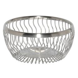 Service Ideas WBRW9BS 9" Round Wire Basket, Wavy, Brushed Stainless, Silver