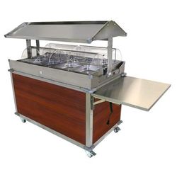 Cadco CBC-GG-4-L5 MobileServ 85 1/4" Hot Food Table w/ (4) Wells & Enclosed Base, 120v, Brown