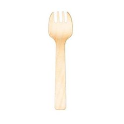 VerTerra VT-2406 4" Disposable Wooden Tasting Spork, Beige